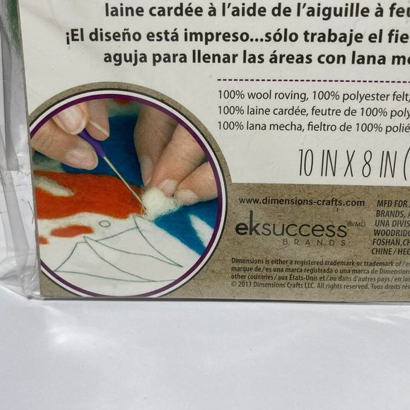 Dimensions Needle Felting Craft Felt Kit Koi Fish 10" x 8" Printed Design Piece - Picture 4 of 13